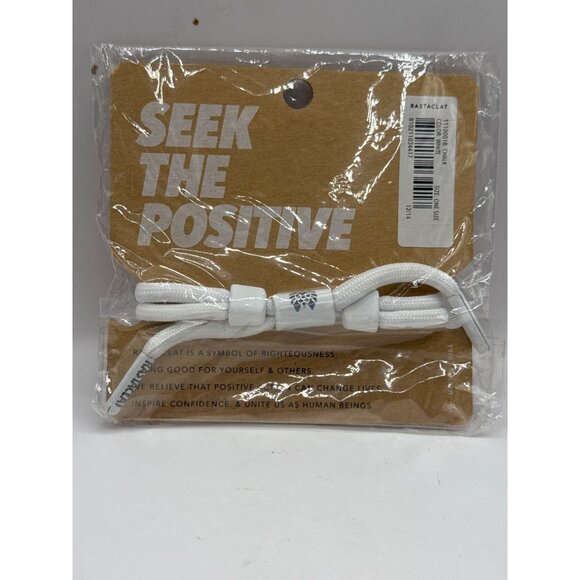 Rastaclat White Braided Mens Bracelet With Adjustable Fit & Positive Message - Picture 2 of 2